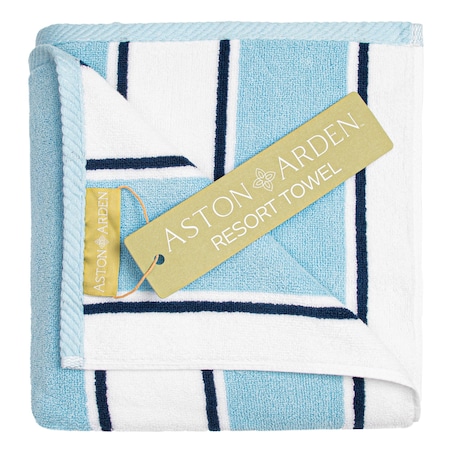 Monarch Brands Aston & Arden Pinstriped Beach Towel - Blue/Blue P-BT-PNS-25CBB